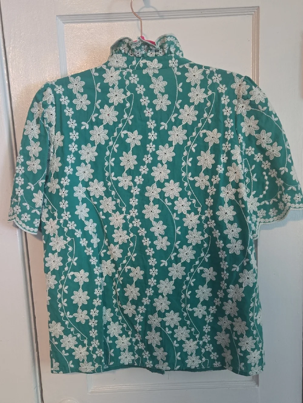 Sezane Dahlia green short-sleeve blouse - Picture 3 of 11